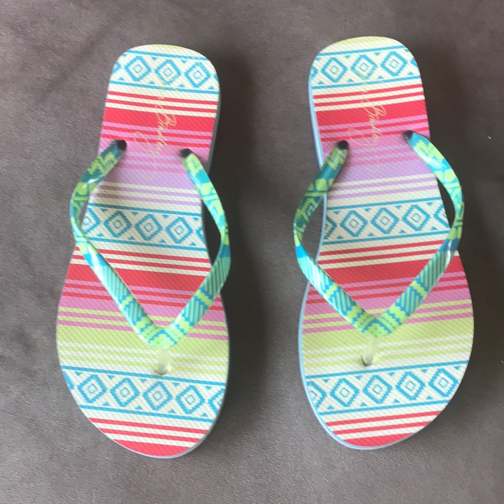 Vera Bradley multi-color flip flops, size 7-8